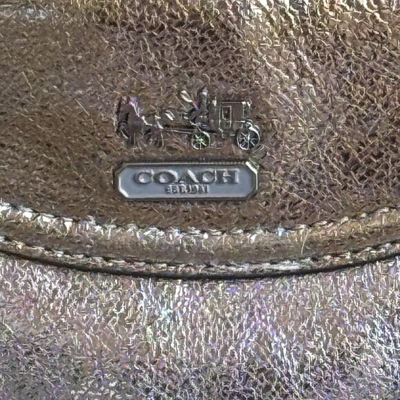 COACH MADISON WRISTLET MINI BAG METALLIC SILVER GOLD Women's Clutch Like New - Picture 5 of 13